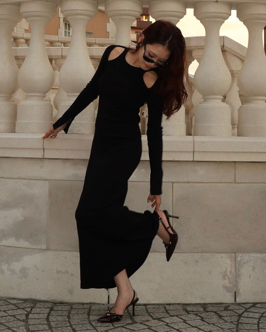 【NEW】CUT OUT SLIT MAXI DRESS