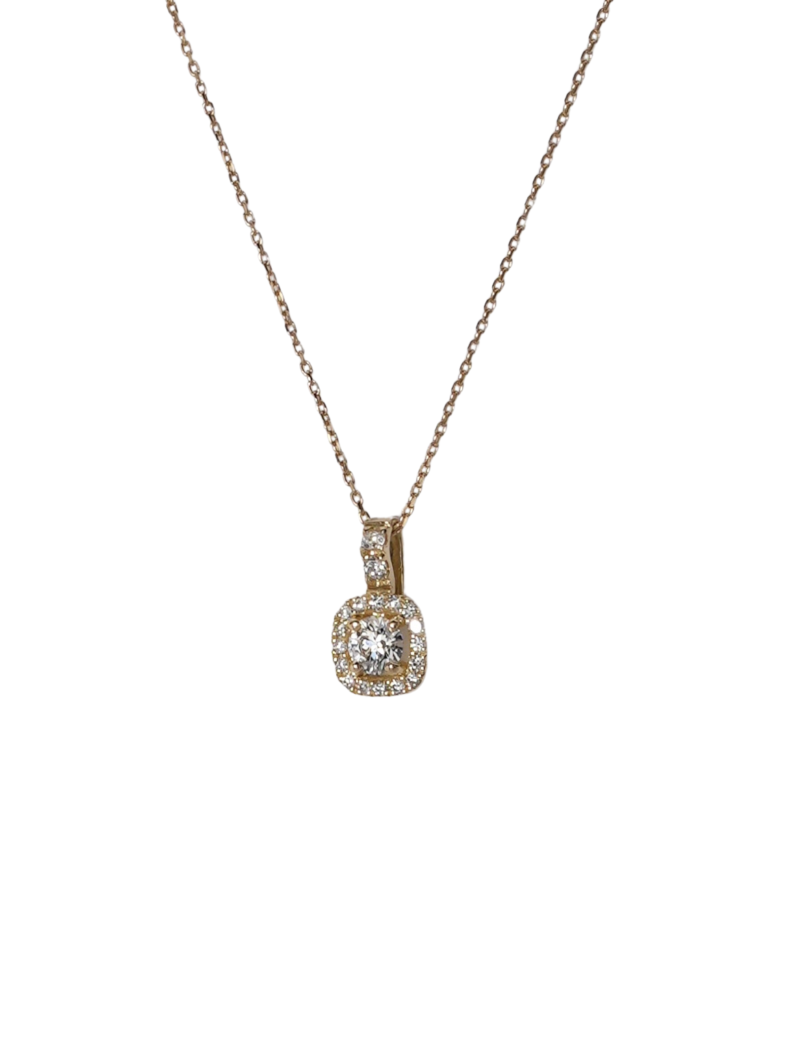 ROUND DIAMOND SQUARE HALO NECKLACE K18