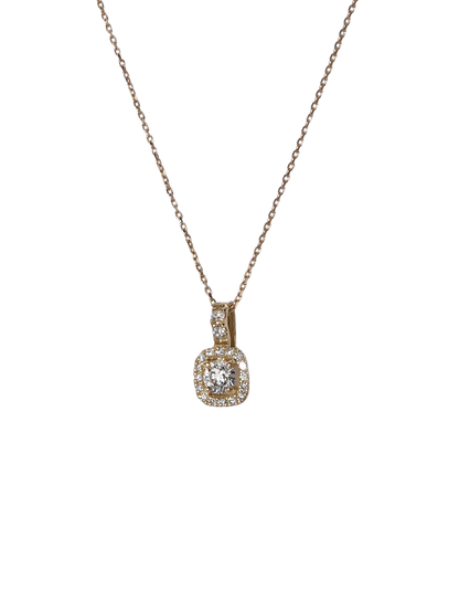 ROUND DIAMOND SQUARE HALO NECKLACE K18