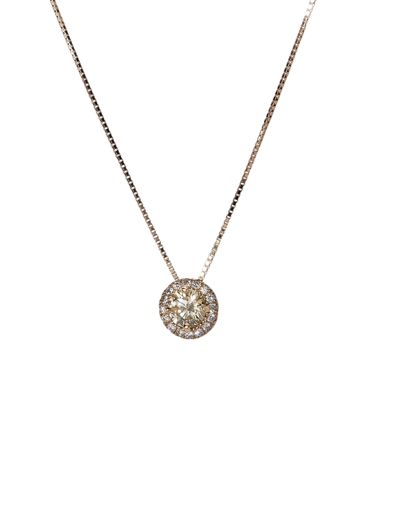 ROUND DIAMOND HALO NECKLACE K18