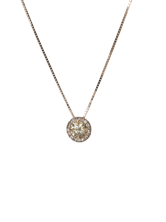 ROUND DIAMOND HALO NECKLACE K18