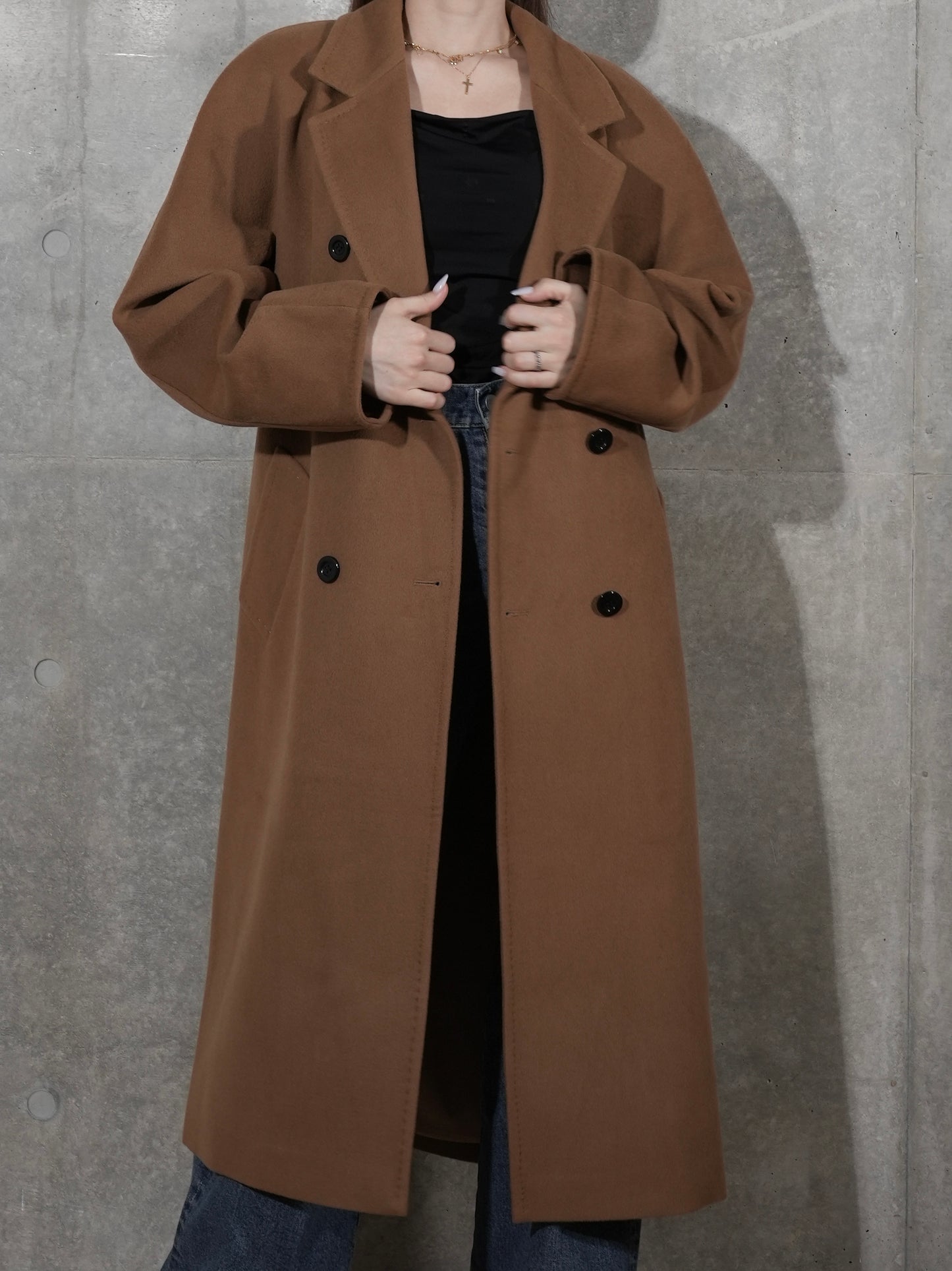 OVER SIZE LONG COAT IN BROWN