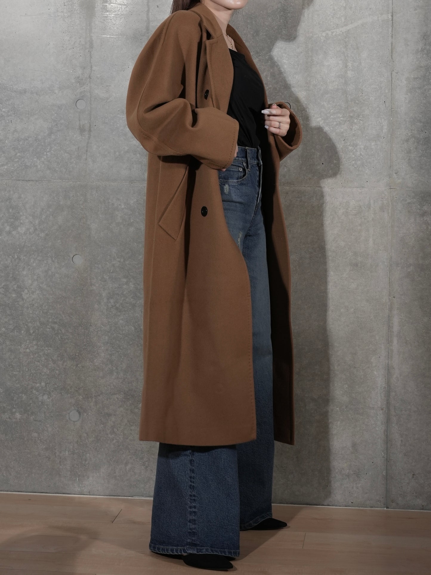 OVER SIZE LONG COAT IN BROWN