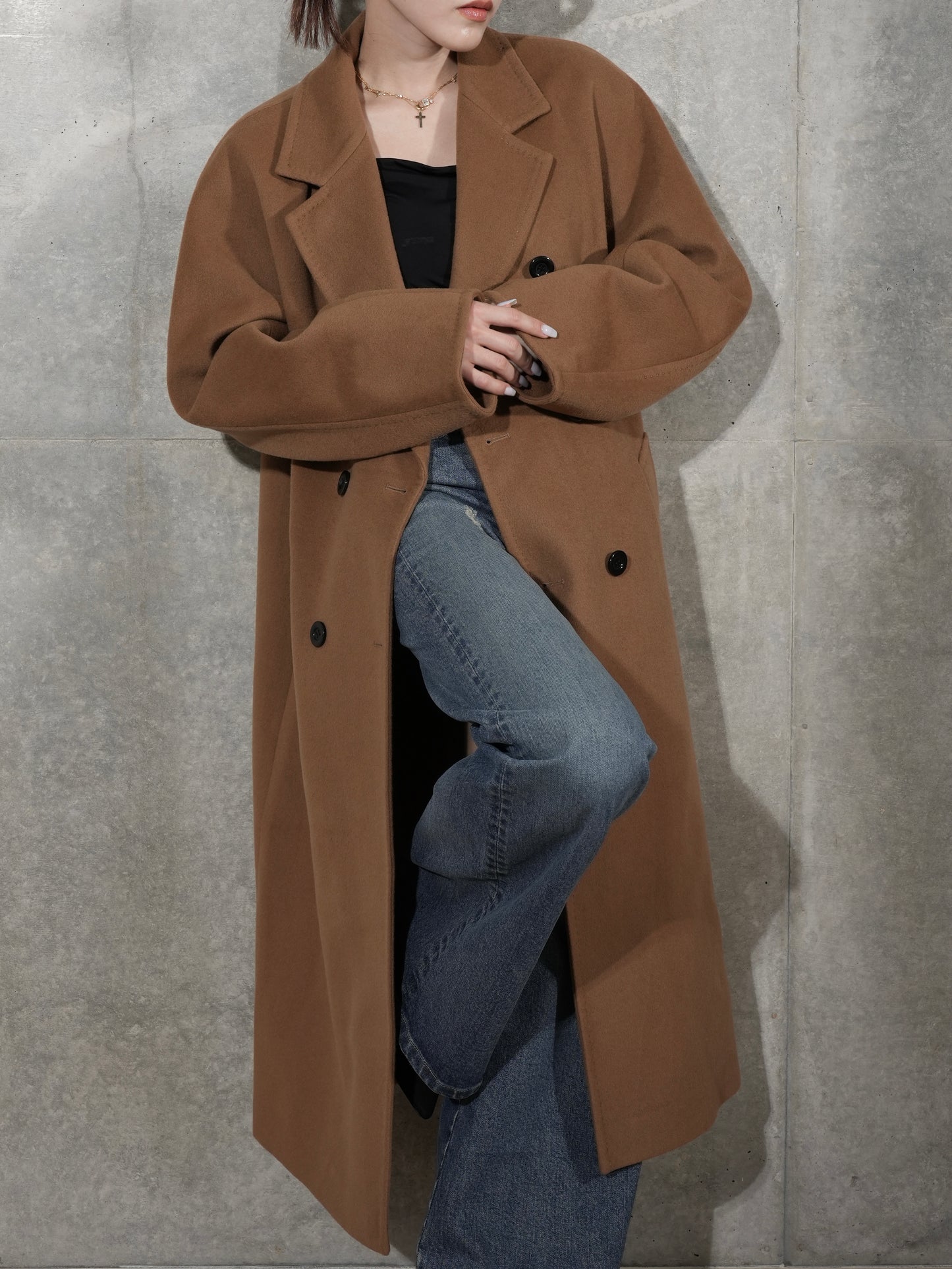 OVER SIZE LONG COAT IN BROWN