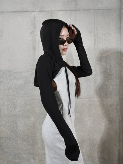 99% SUNBLOCK SHORT HOODIE IN BLACK