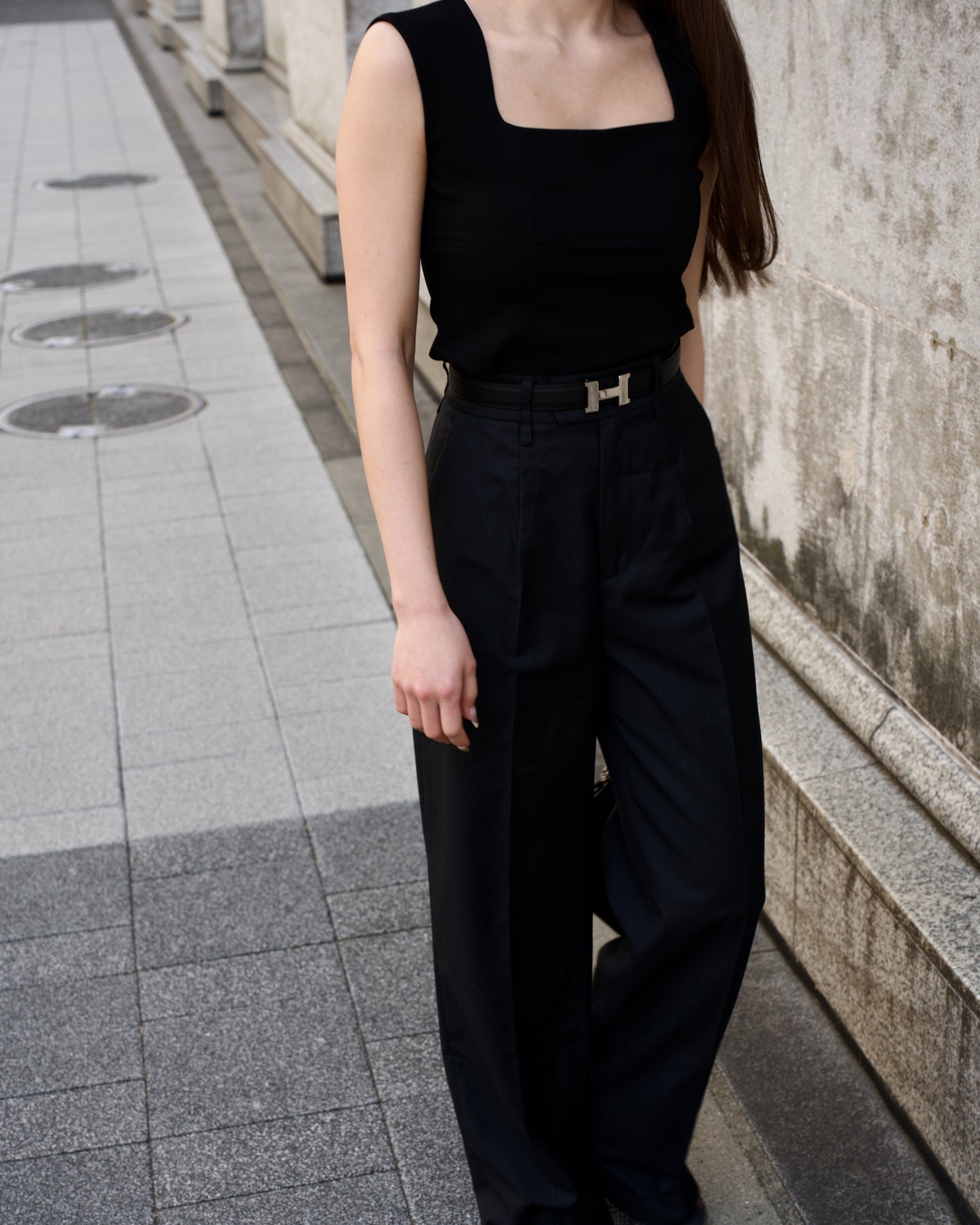 STRAIGHT TROUSERS IN BLACK