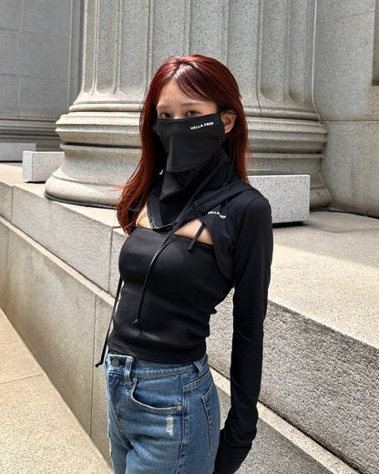 99% SUNBLOCK SHORT HOODIE IN BLACK