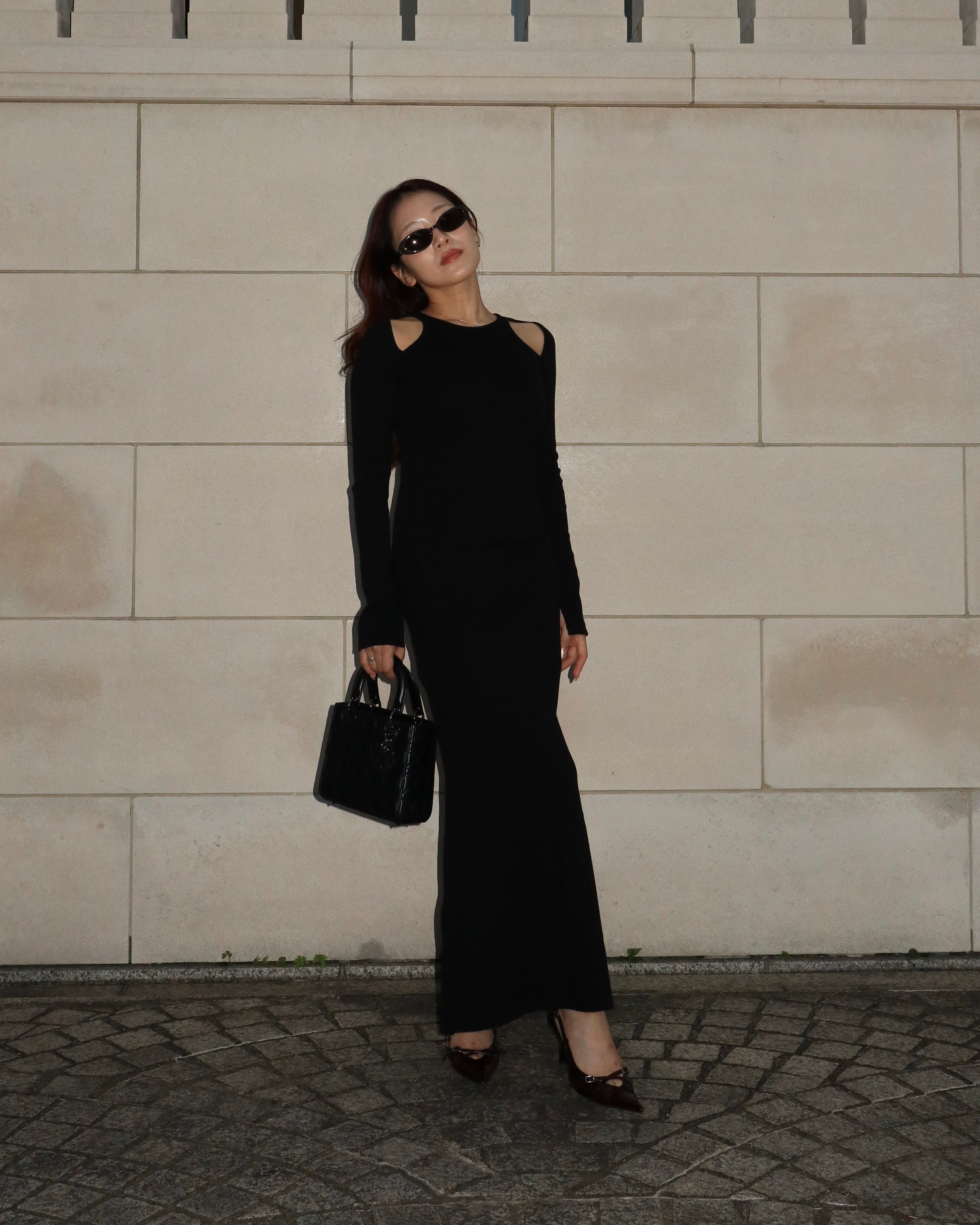 CUT OUT SLIT MAXI DRESS IN BLACK – VELLA FRED