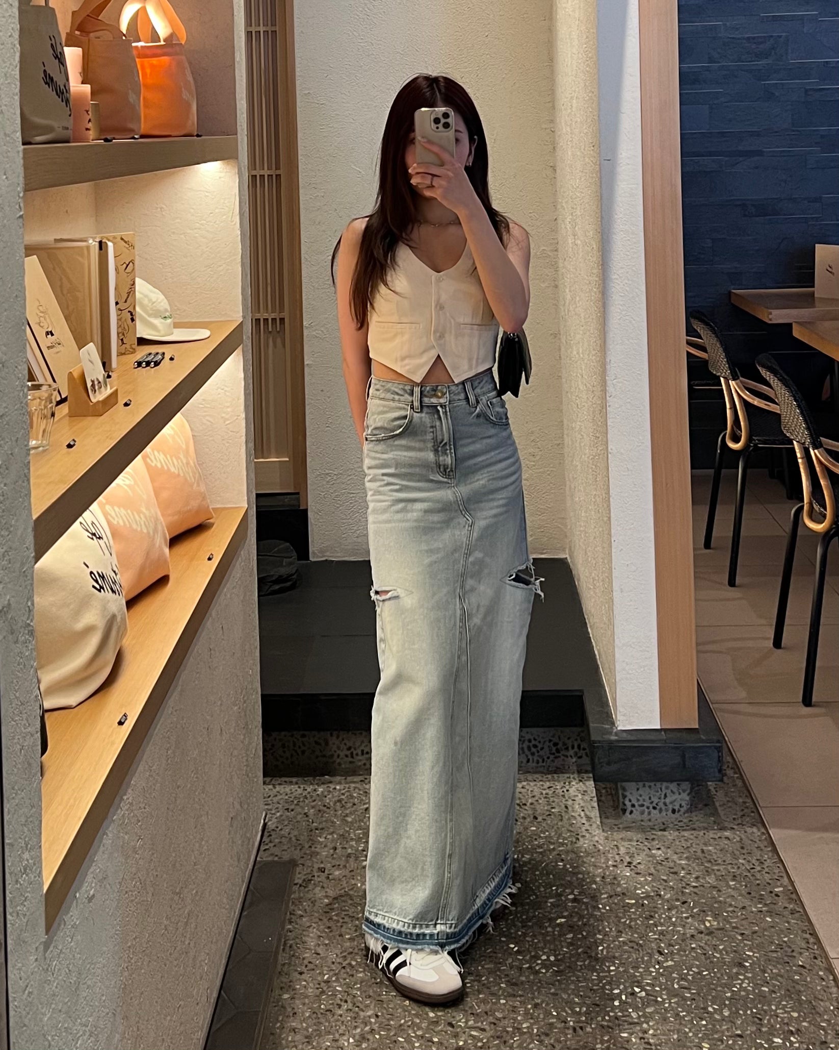 SIDE CUTOUT DENIM SKIRT – VELLA FRED