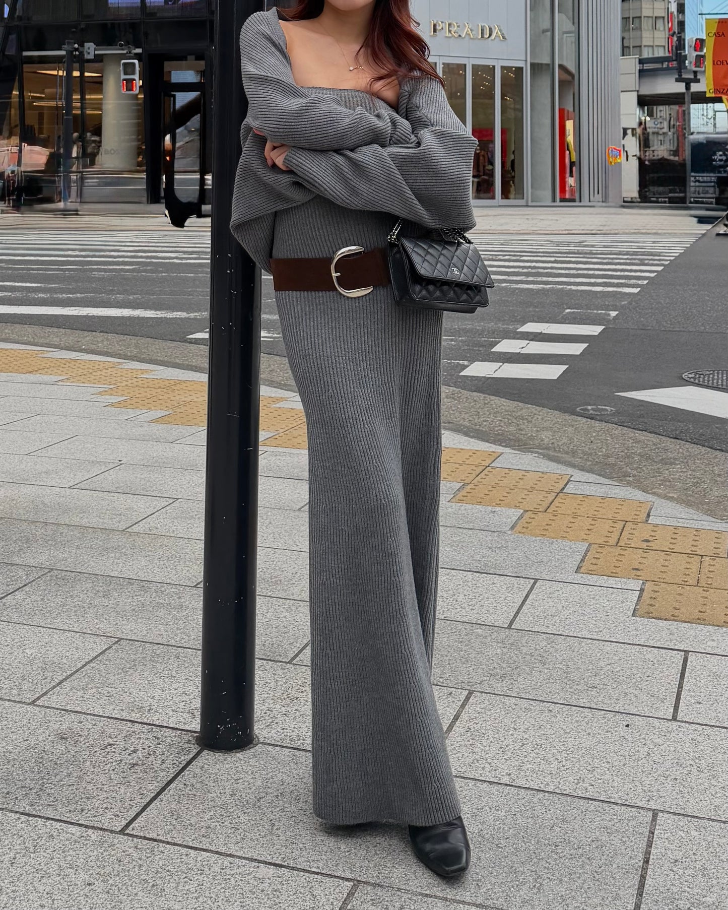 RIBBED KNIT MAXI DRESS 3-PIECE SET