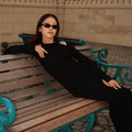 CUT OUT SLIT MAXI DRESS IN BLACK